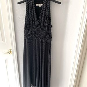 Black Polka Dot Midi length sleeveless dress